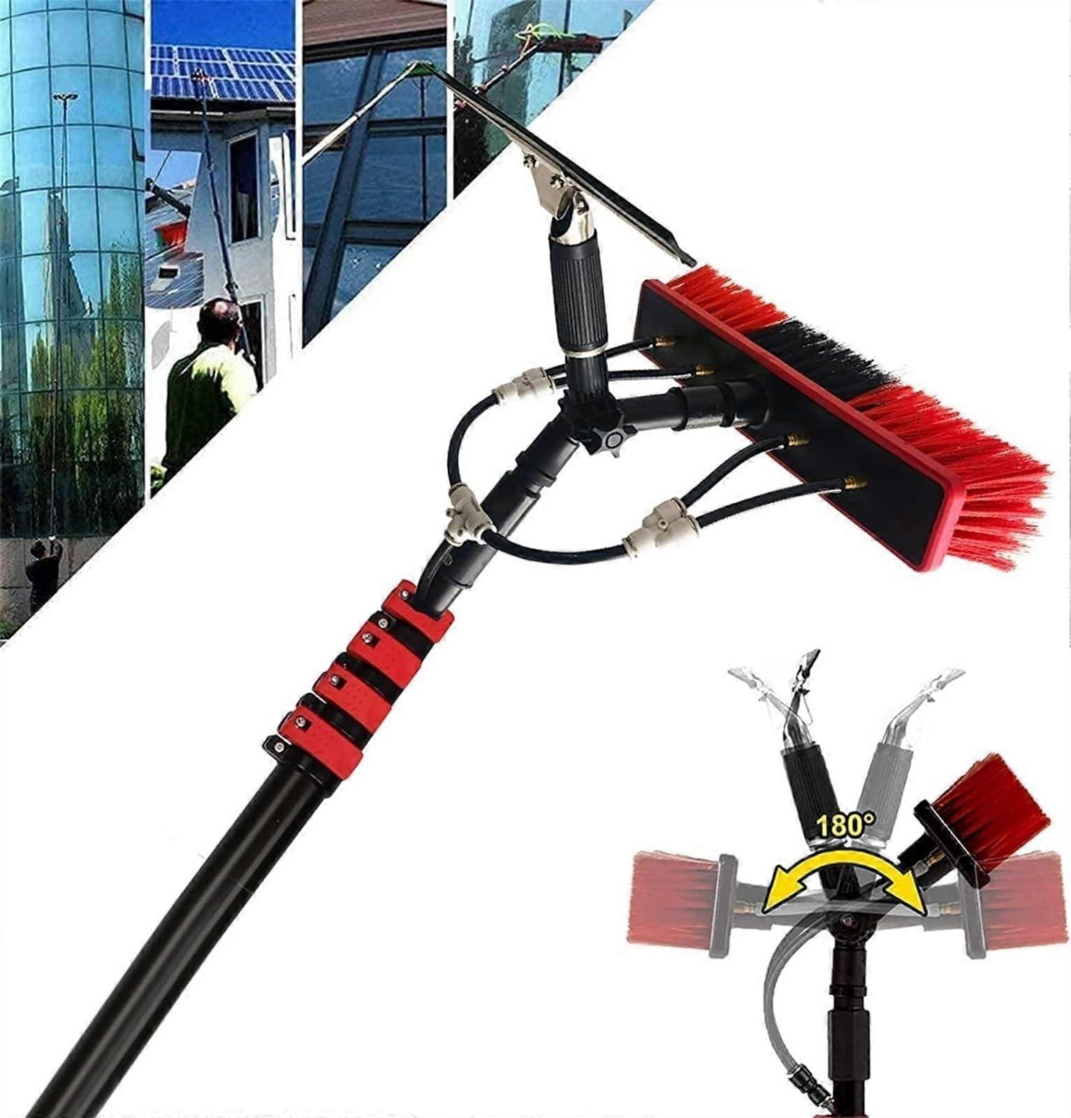 Extendable Window Cleaning Pole Kit 20FT Water Fed Brush with Adjustable Angle for Solar Panel Cleaning