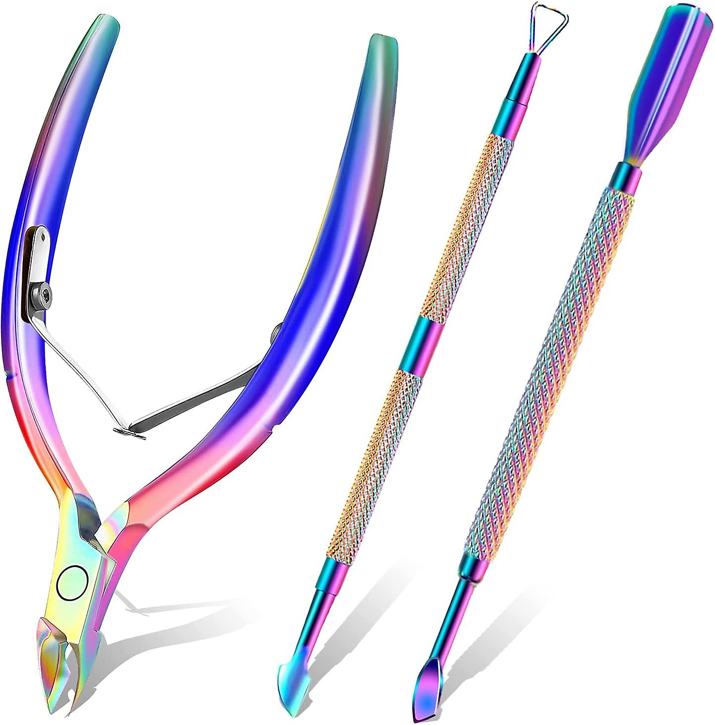 With Cuticle Pusher And Scissors, Cuticle Remover, Professional And Durable Pedicure And Manicure Tools, Dazzling Color