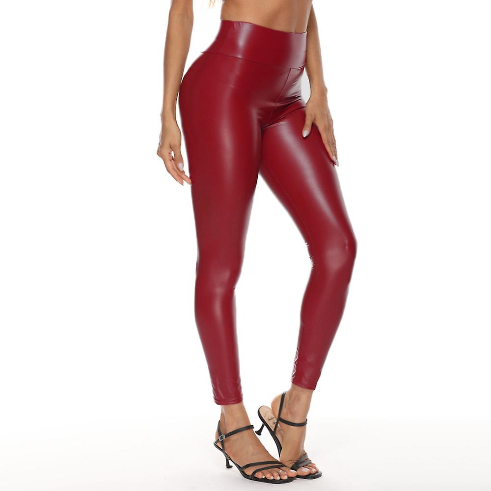 thumbnail image 2 of Women's Faux Leather Leggings - High Waisted, Stretchy & Sexy With Lace-Up Back | One Size Black Pleather Pants 2 of 10