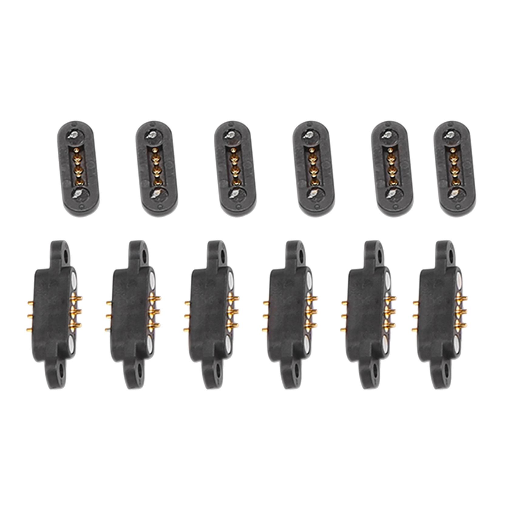 6 Pairs Spring Loaded Magnetic Pogo Pin Connector 3 Positions Magnets Pitch 2.3MM Through Holes Mal