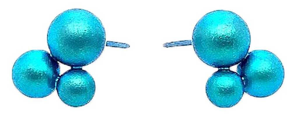 Ti2 Titanium Bubble Trio Bead Stud Earrings - Kingfisher Blue