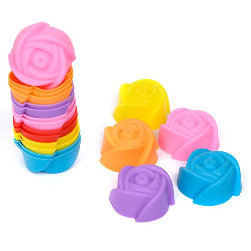 10pcs Silicone Rose Muffin Cookie Cup Cake Baking Mold Cake Maker Tools