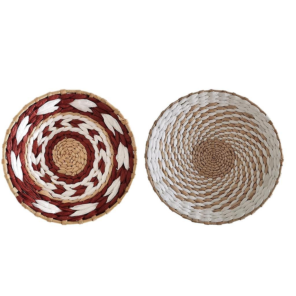 Gewebter Korb Wandbehang Einfache Behänge für Terrasse Weiß 30cm Rot 20cm