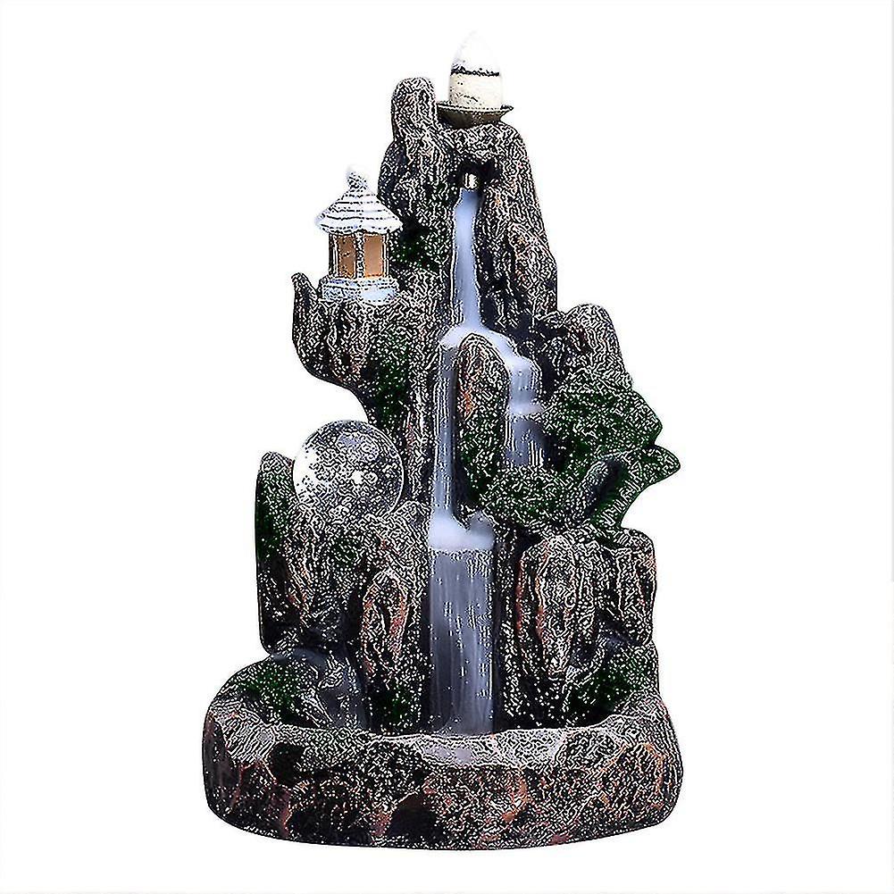 Waterfall Smoke Backflow Incense Holder Led Light Type Hotel Home Decor