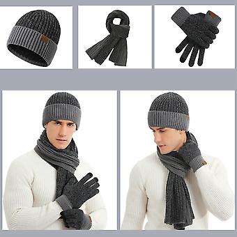 Winter Beanie Hat Scarf Set Male Slouchy Scarf Warm Knitted Hat for Outdoor
