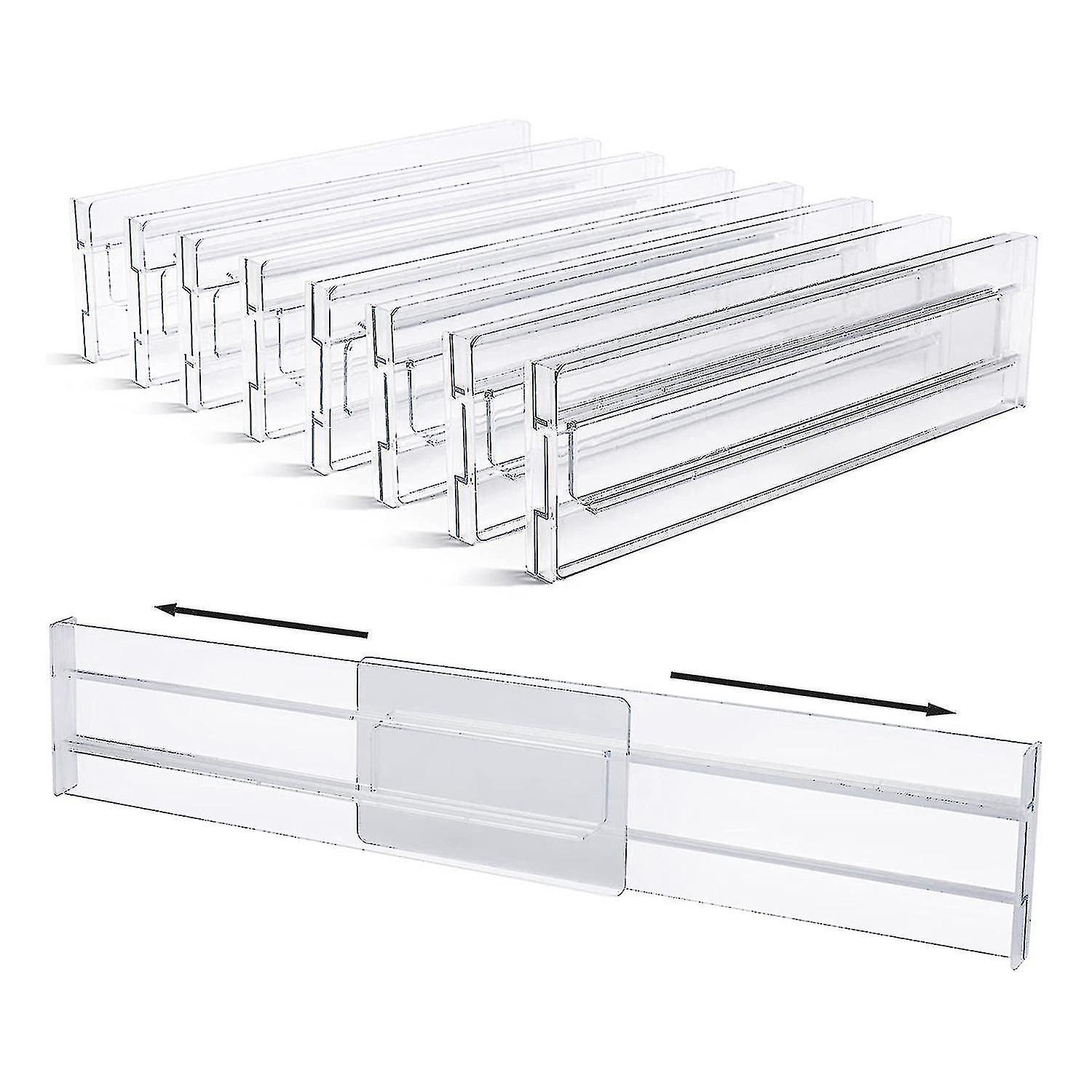 Drawer Dividers 8 Pack, Adjustable 3.2 Inch High Expandable From 11-20.6 Inch Kitchen Drawer Organi