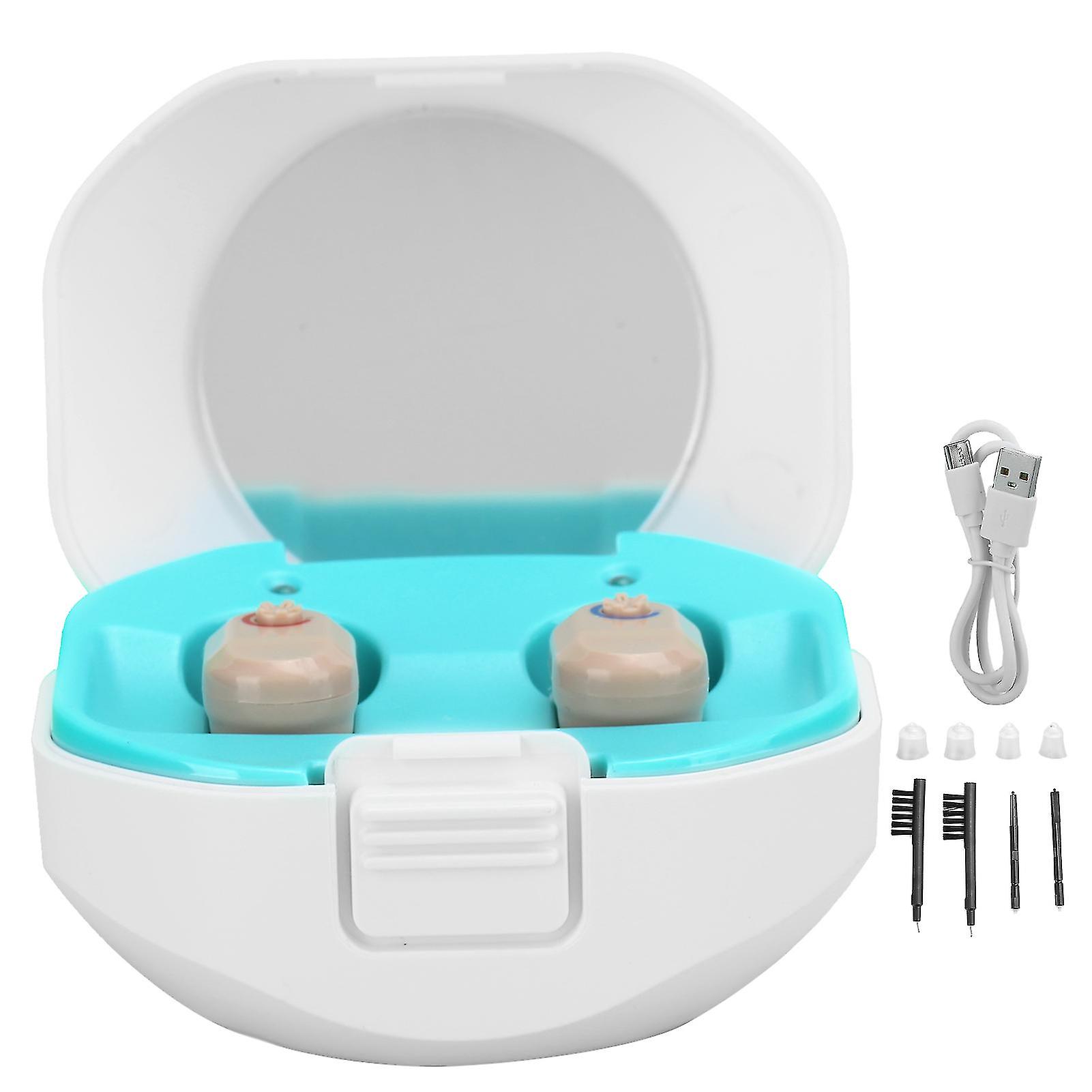Double Direct Charge Hearing Aid Earphone Ear Aid with Charge Compartment Flesh Color