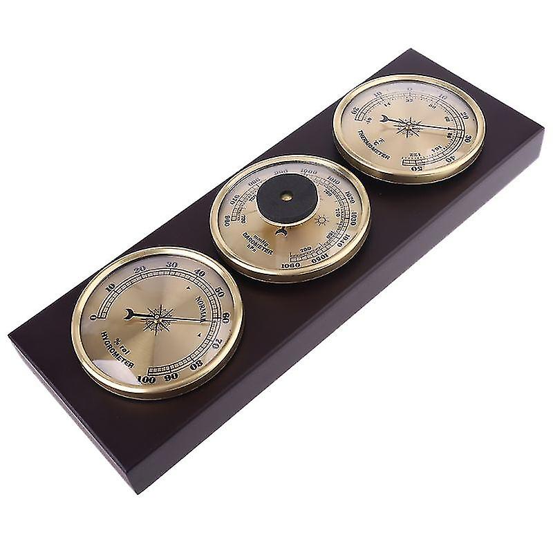 3Pcs/set Barometer Thermometer Hygrometer With Wooden Frame Base Weather Station