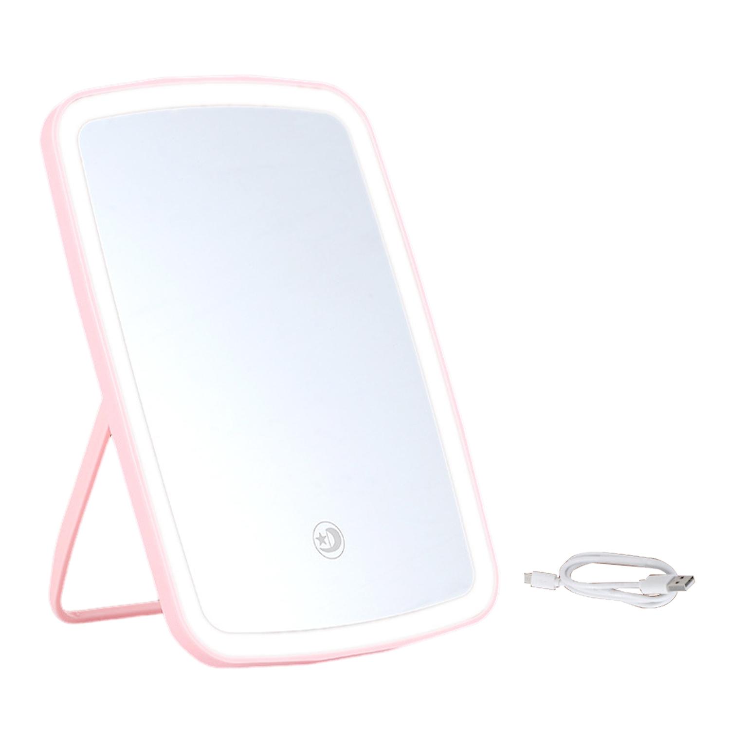 Vanity Mirror LED with 3 Light Modes Foldable Square USB Rechargeable Touch Screen Controls Makeup M