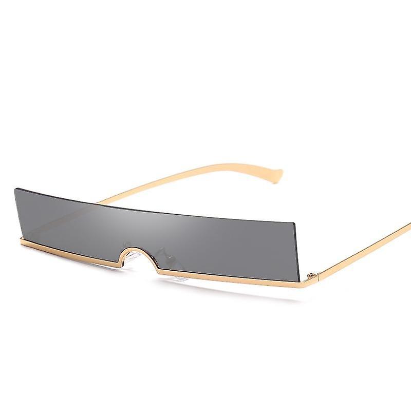 Futuristic slim sunglasses red black metal frame