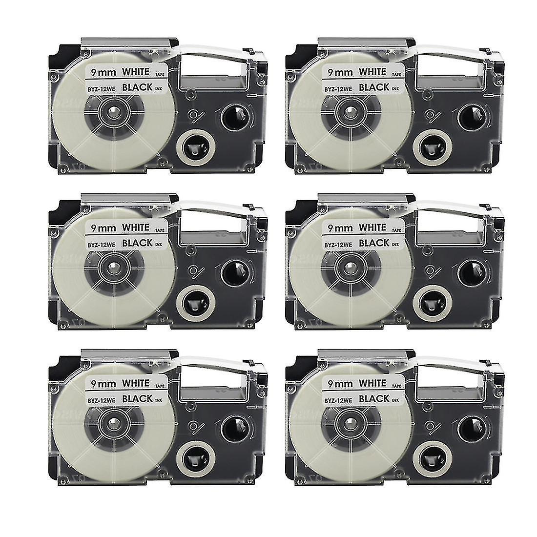 6 Pcs 9mm Label Ribbon For -120 -e300 -60 -100 Kl750b Kl820 Kl750 Kl7200 Label Printer Tape Thermal