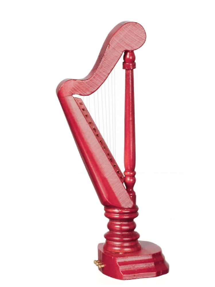 Dolls House Mahogany Welsh Harp Miniature Music Room Instrument 1:12 Scale