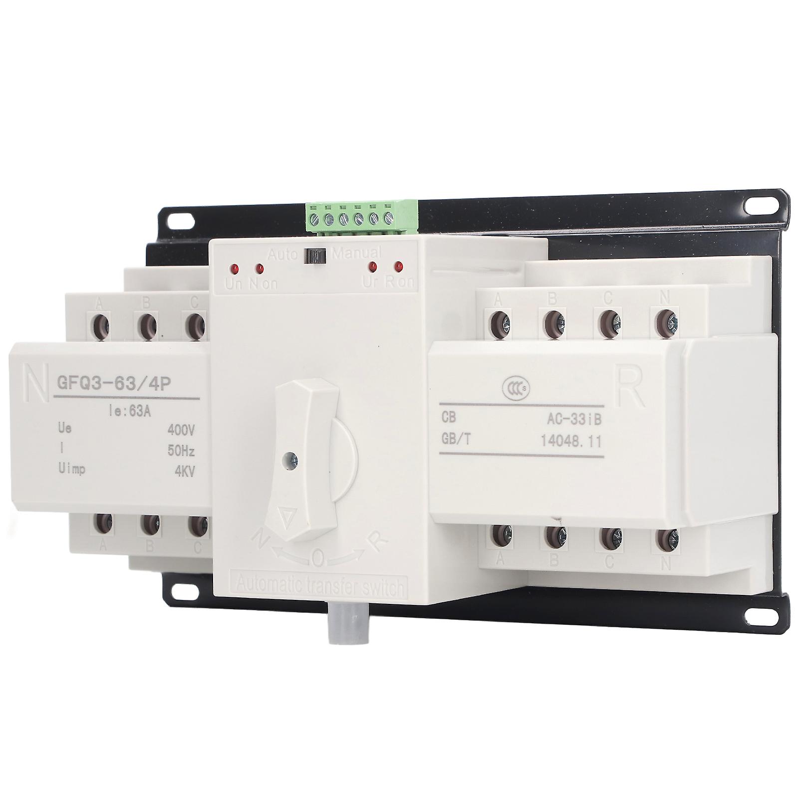 Mini Dual Power Automatic Transfer Switch 2 Control Modes Strong Conductivity Generator Changeover Switch AC400V 63A 