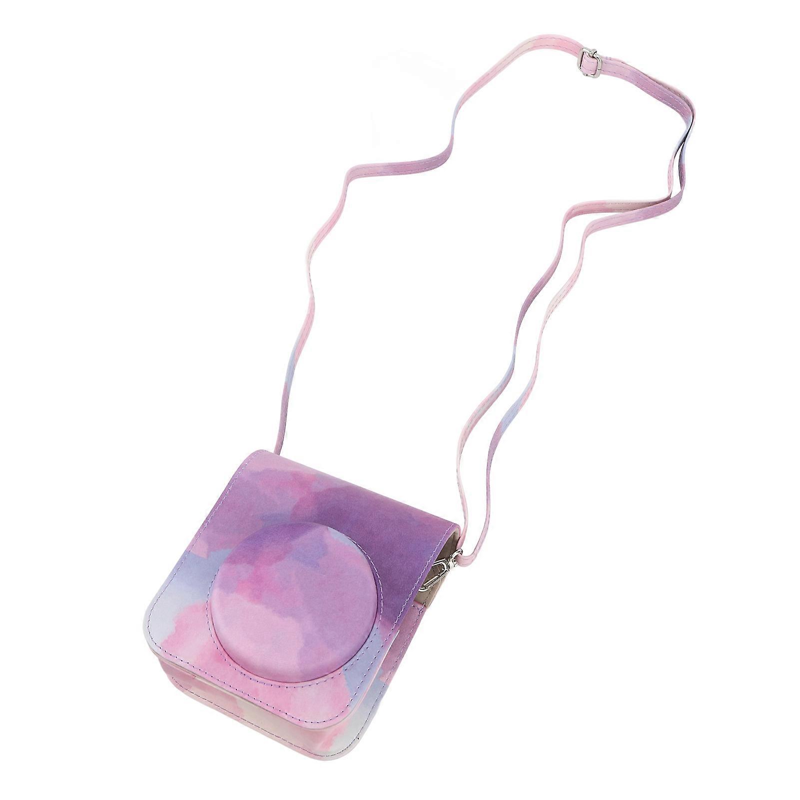 Mini Instant Camera Protective Bag PU Camera Case With Adjustable Shoulder Strap For Fujifilm Instax Mini 12 Camera Dreamy Pink 