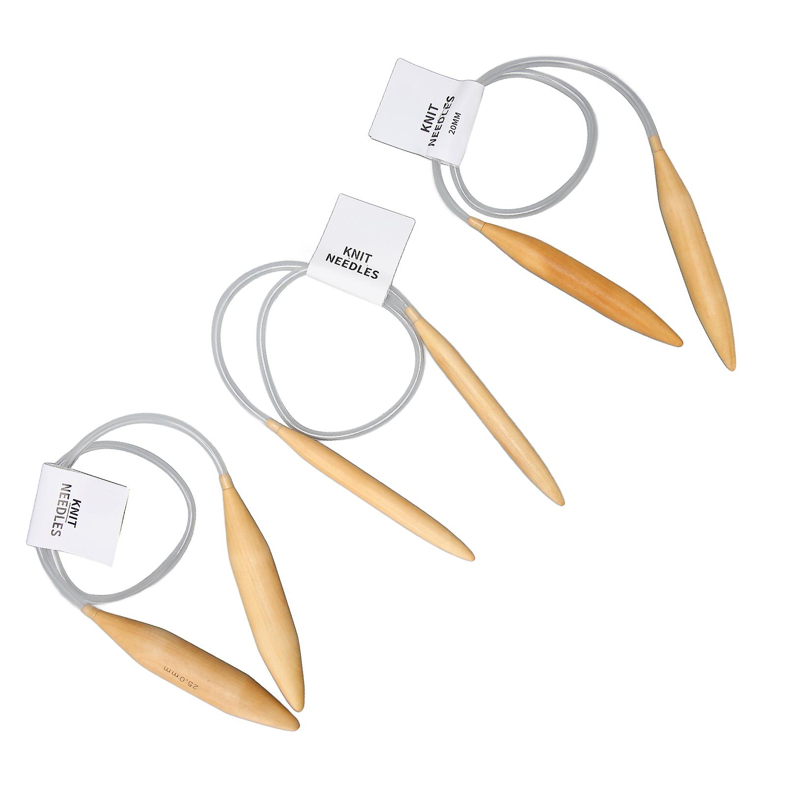 Wooden Circular Knitting Needles 31.5in Long Assorted Size Strong Bamboo Circular Needle Set Carpet Scarf Bulky Wool 