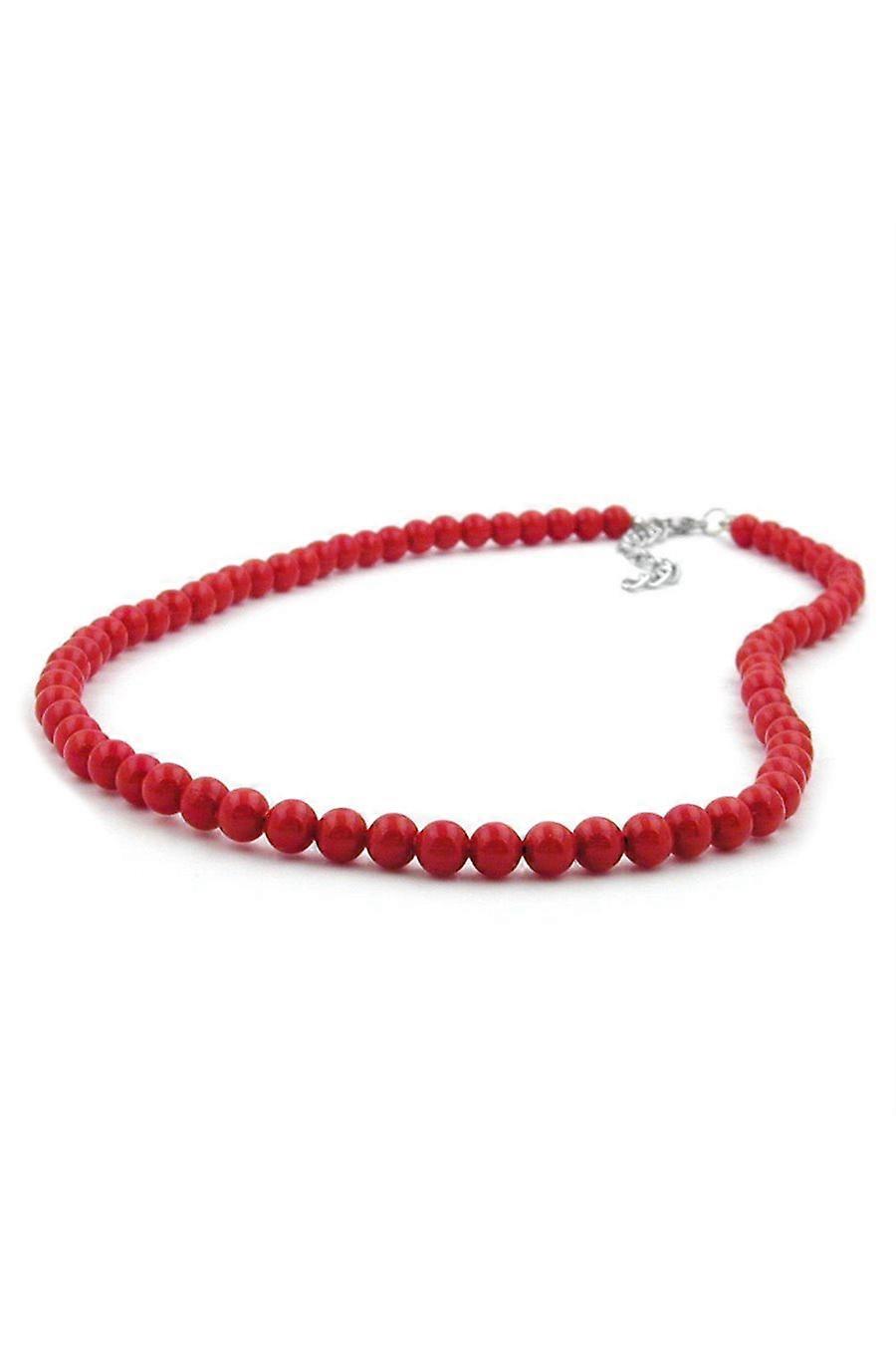 Necklace Beads 6mm Red Shiny 70cm - Gl02151-70