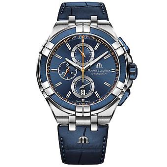 Maurice Lacroix Men's Blue Aikon Chronograph Watch Ai1018-ss001-432-4