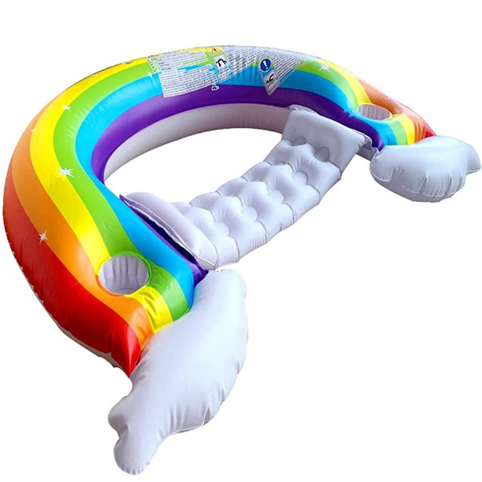 Pool Float for Adults Inflatable Rainbow Shape Swimming Floating Lounge