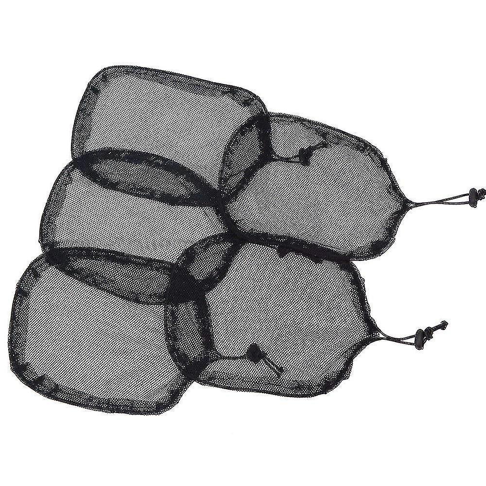 5pcs Black Weaving Net Cap Ponytail Net With Elastic Drawstring For Making Hair Bun Hair Wig Making
