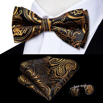 Christmas Green Bow Ties for Men Silk Butterfly Tie Bow Tie Hanky Cufflinks Set Wedding Party Paisley Plaid Solid Bow Tie