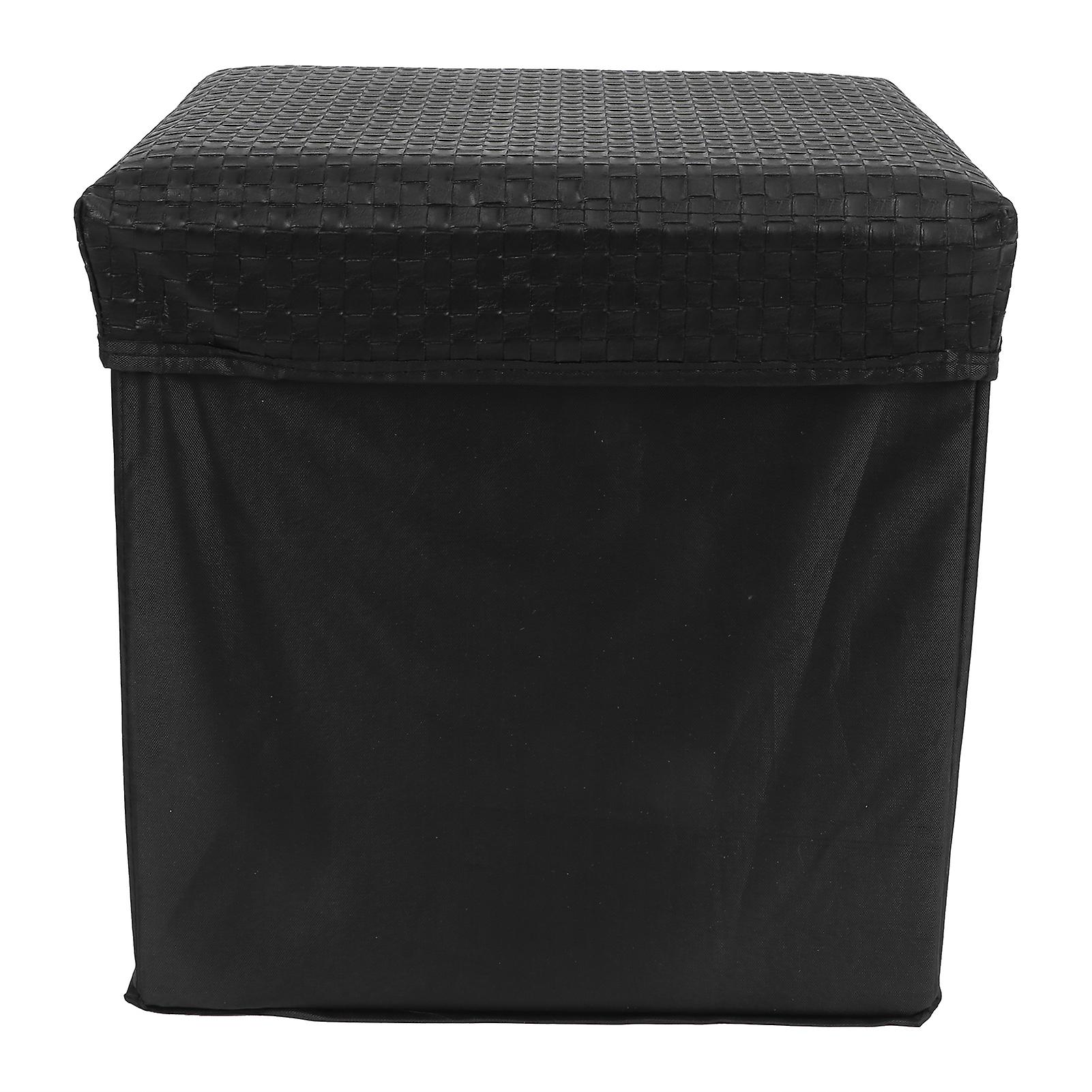 Foldable Storage Stool Multi-Function Foot Rest Stool Bench Organizer Box for Bedroom Black
