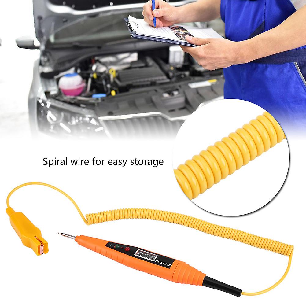 2.5-32V Digital Car Circuit Tester with LCD & LED Flashlight, Orange
