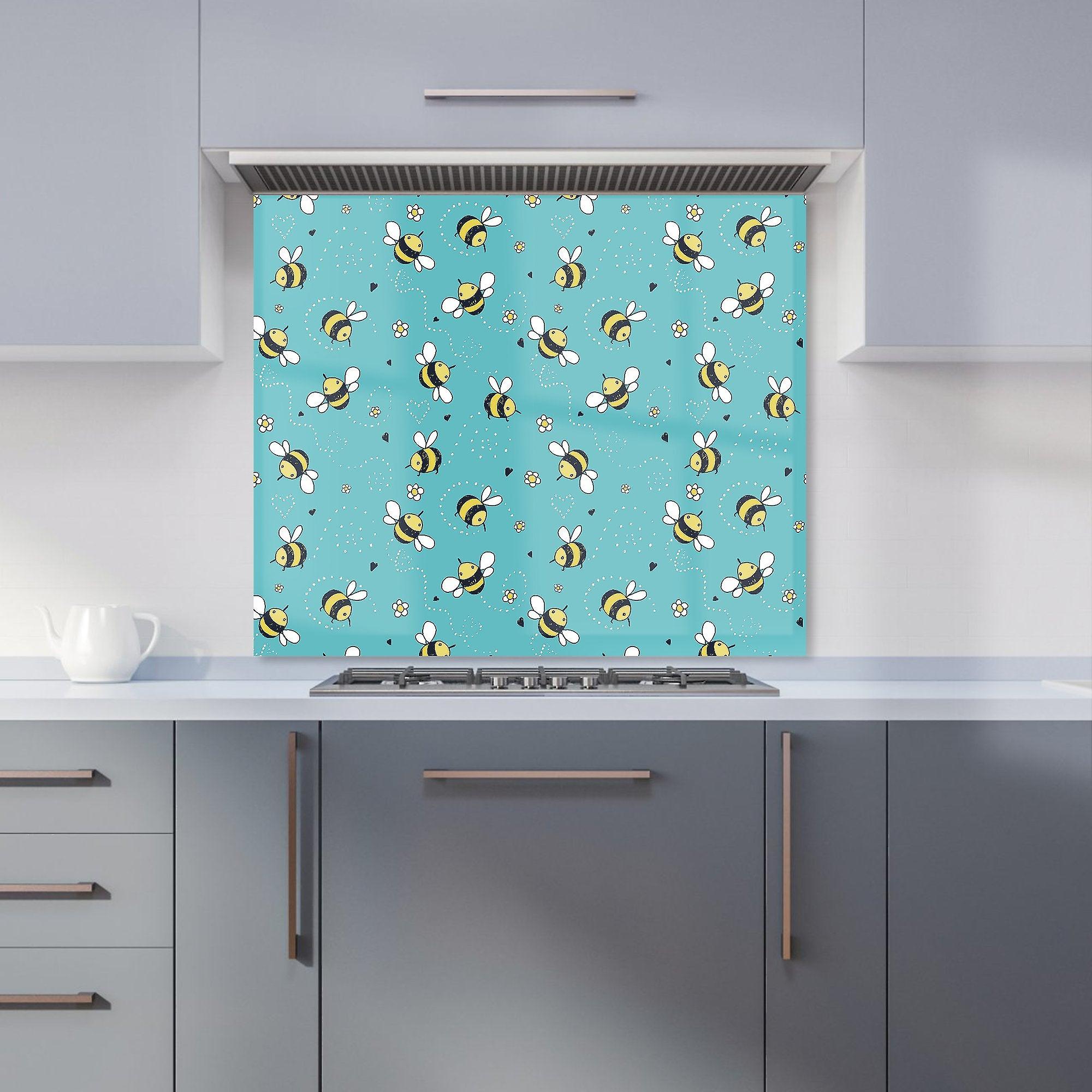Hand Drawn Busy Bees Kitchen Splashback