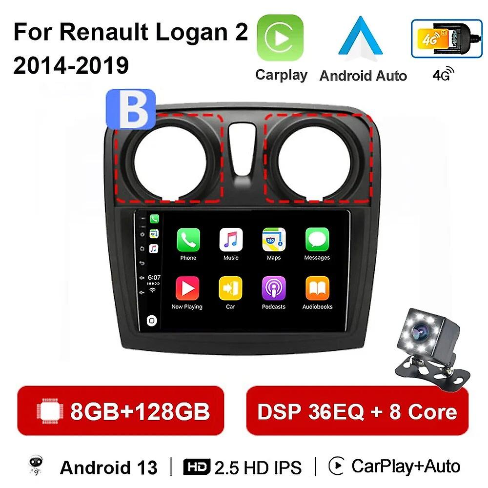 Android 13 Car Radio Multimedia Player pentru Renault Logan 2 Sandero 2 2012 - 2019 2 din GPS Carplay Stereo DVD Head Unit