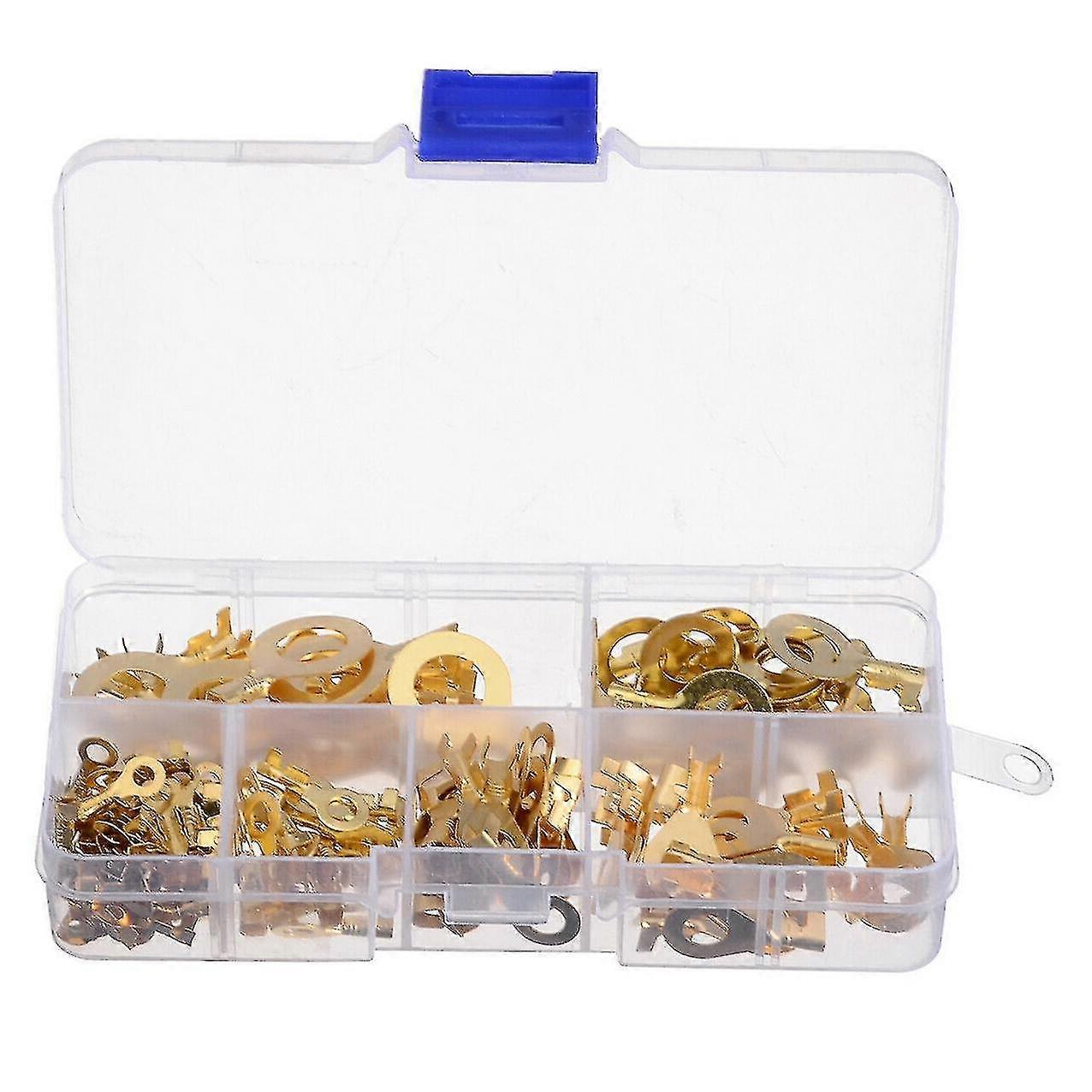 150Pcs Insulated Brass Ring Crimp Terminals Wire Connector Spade Electrical Kit