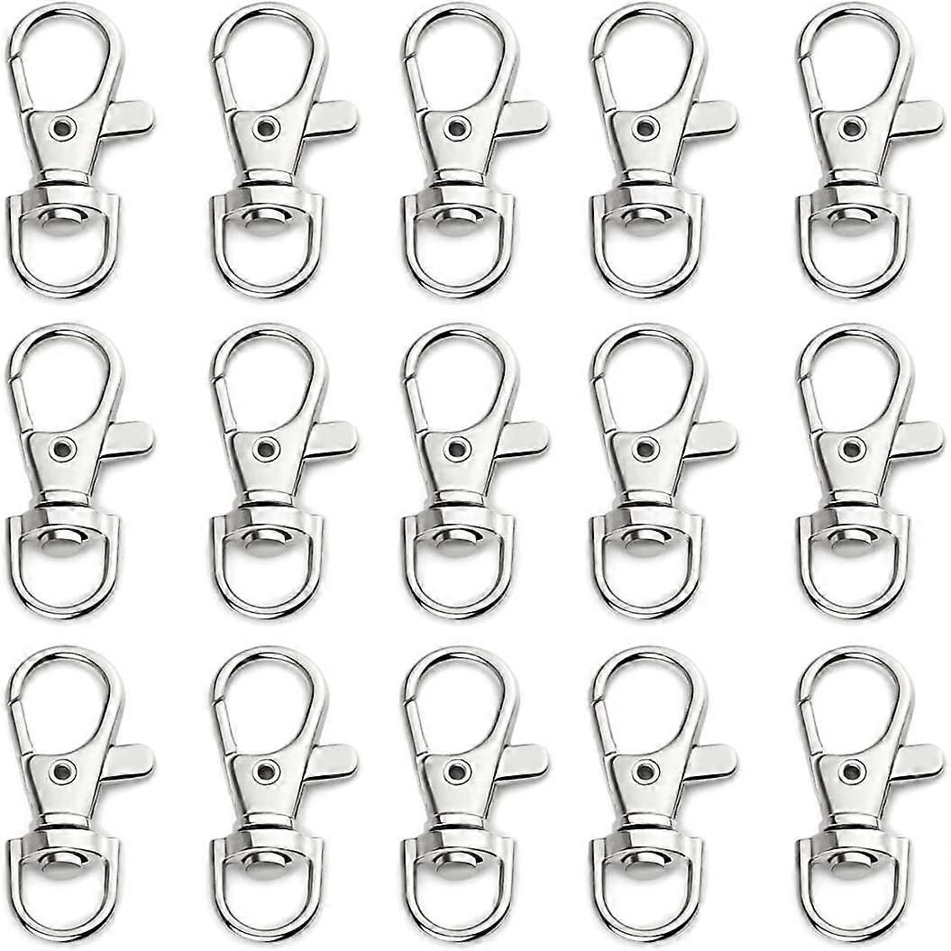 15 Piece Swivel Snap Hook, D-Ring Swivel Hooks, 35mm Wide, with 360 Degree Rotating Ring, (Silver)