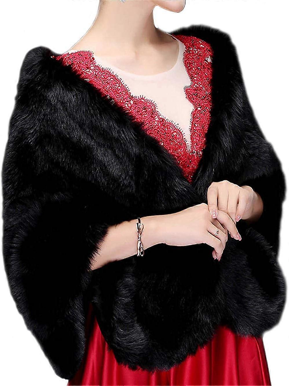 Women Bridal Wedding Faux Fur Scarf Wrap Bridal Fur Scarf Stole Fur Wraps and Towels for Women