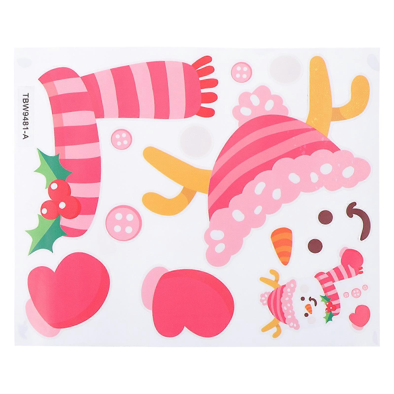 1 Sheet of Xmas Snowman Pattern Sticker Xmas Background Glass Waterproof Window Decal