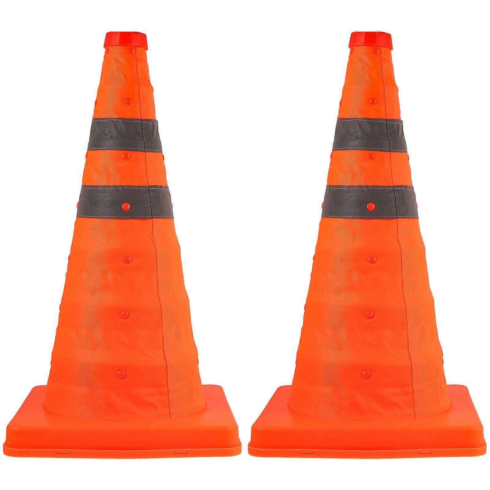 2pcs Collapsible Traffic Cones Foldable Parking Cones Reflective Safety Cones