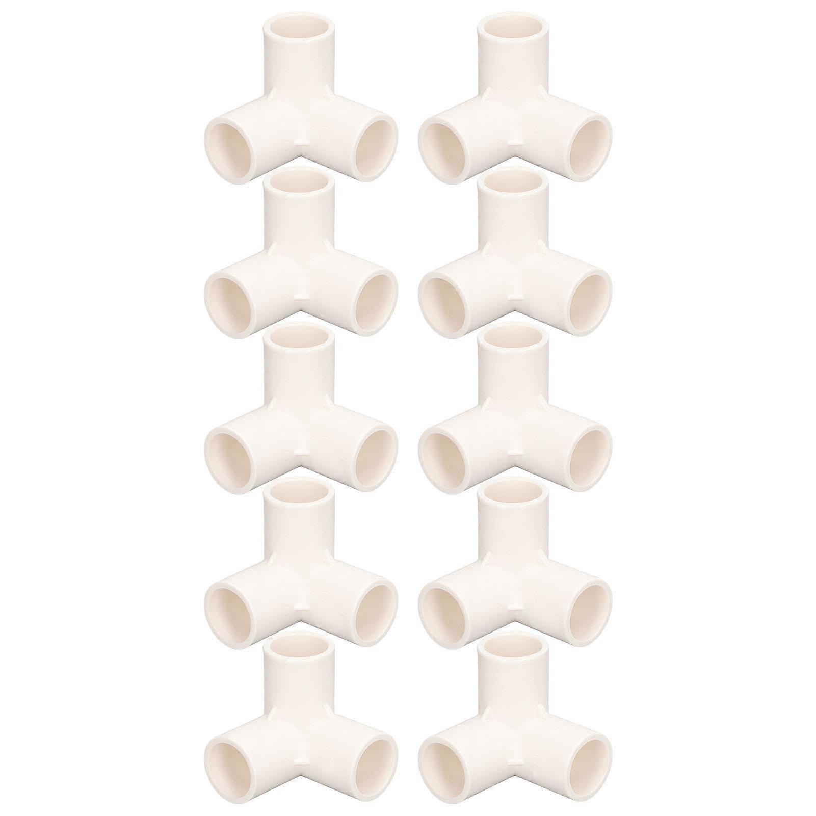 10PCS 3 Way Pipe Fittings PVC Plastic Tee Fitting Elbow Corner Connector 25mm Inner Diameter White