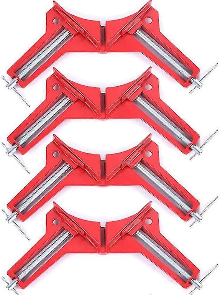 90 Degree Right Angle Clamp for Woodworking, 4Pcs Angle Clamps Jaw Set Adjustable Woodworking Vise, Angle Clamp for Picture Frame Wedge Carpentry Weld