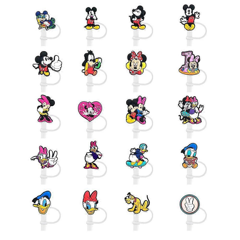 20 قطعة من ديزني ميكي ميني ماوس وأصدقائه غطاء من القش ، غطاء أغطية من القش اللطيف ، واقيات القش ، غطاء قش ناعم للقش 8-10 مم