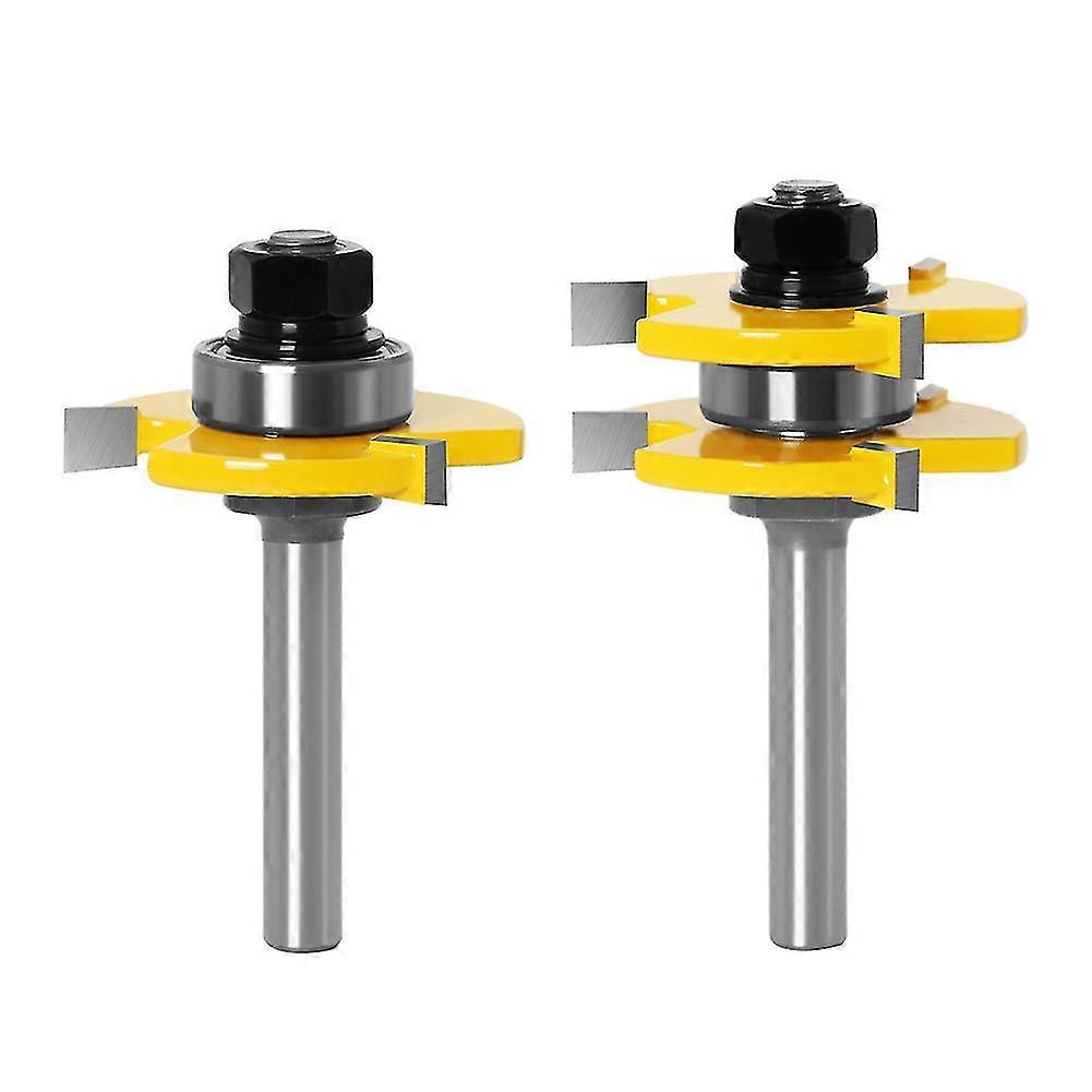 2 Pc 8mm Shank High Quality Tongue & Groove Joint Assembly Router Bit Set 3/4 Inch Stock Wood Cutti