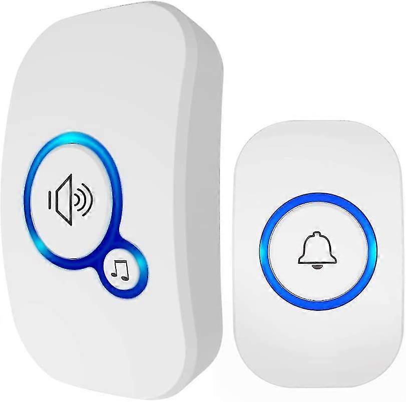 Wireless Doorbell Mini Waterproof Door Bell Chime Kit 1 Push Button & 1 Receiver Smart Doorbells Alarm With Led Light Flash 4 Levels Adjustable Volume