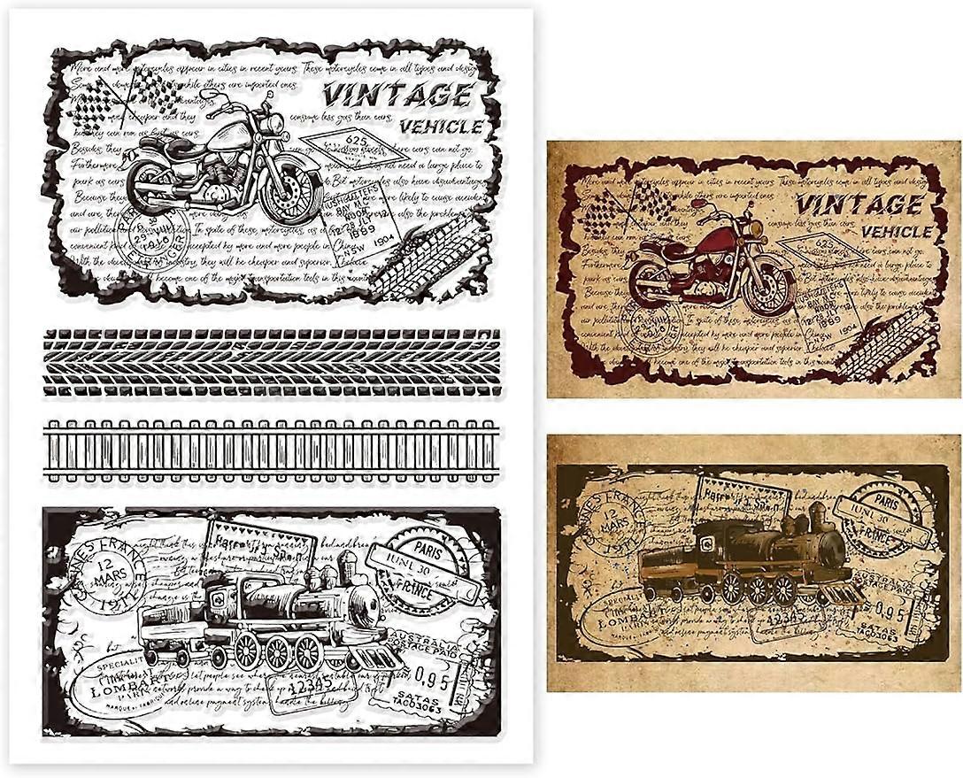 1Sheet Retro Vehicle Silicone Clear Stamp Seals