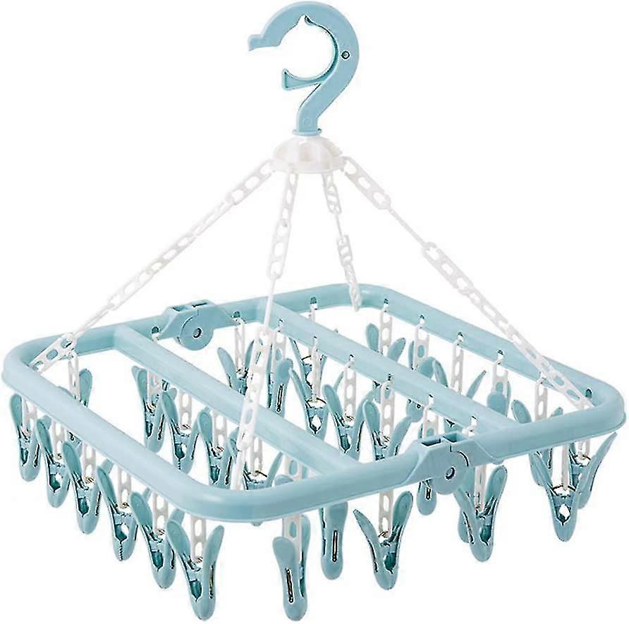 Underwear Hanger With 32 Clips Foldable Clothes Hanger Wind Resistant Hanging Clothes Rack For