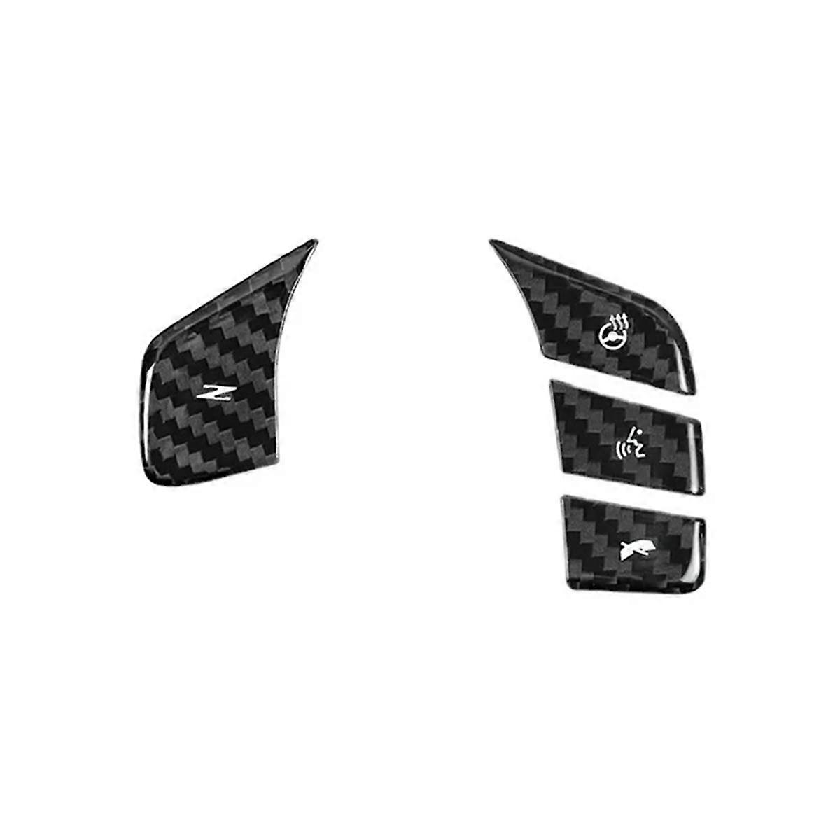 Auto-Kohlefaser-Lenkrad-Knopf-Aufkleber-Verkleidungsabdeckung für C8 2020-2023 Schwarzer beheizter Knopf Deca