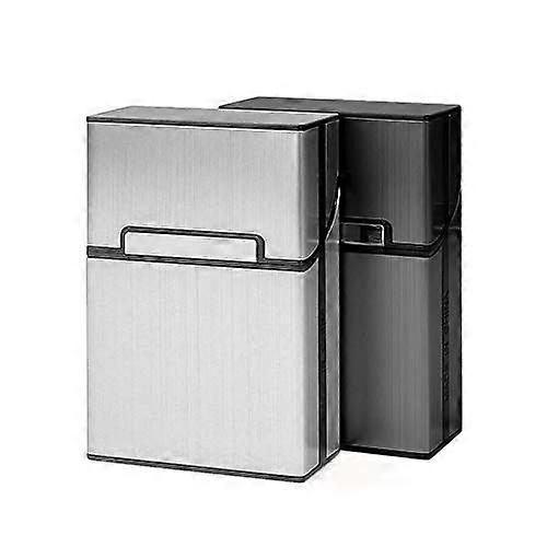 2 Pcs Lightweight Cigarette Case  Gray Silver Aluminum Cigarette Box Holder