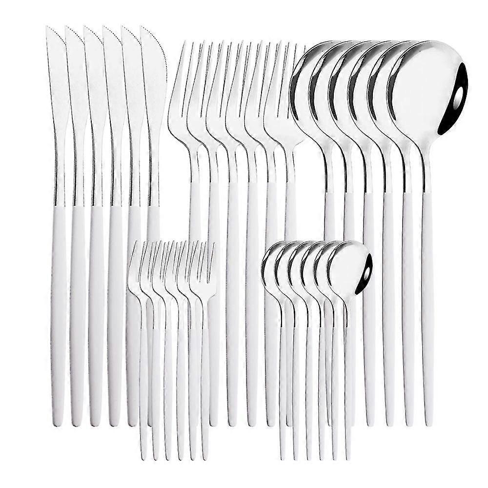 30Pcs/set Stainless Steel Dinner Black Gold Dinnerware Set Knife Fruit Fork Spoon Cutlery Set Kitchen Tableware Silverware Sets