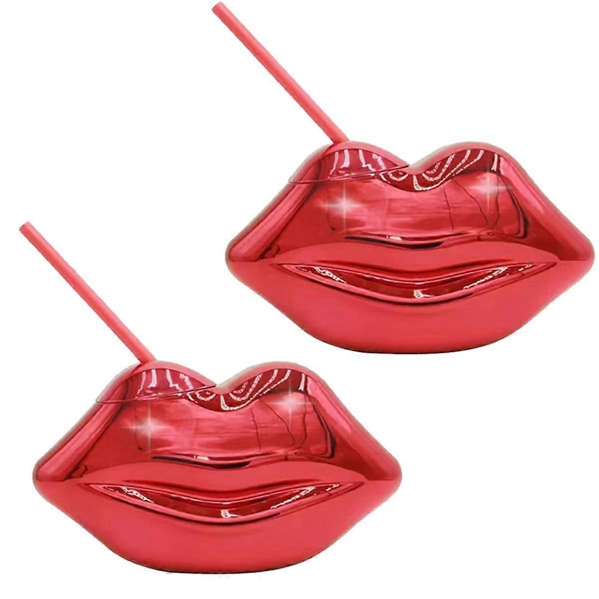 2 PCS,Hot Red Lips Disco Ball Cups ,for Bachelorette Party, Single Girl Party Supplies,Removable an