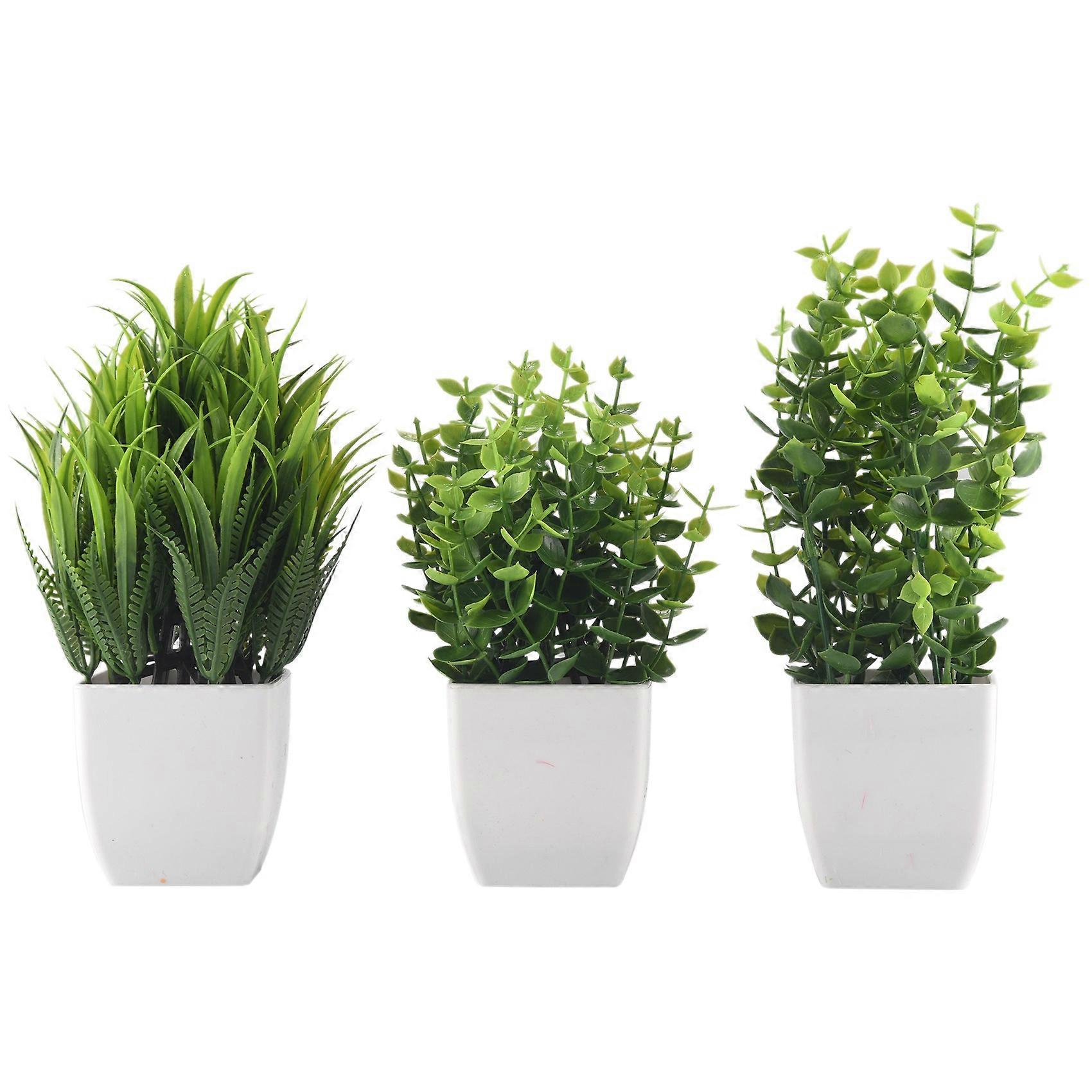 Plants in Pots Artificial Eucalyptus Plant Mini Potted Faux Plants Indoor Small Plastic Wheat Gras