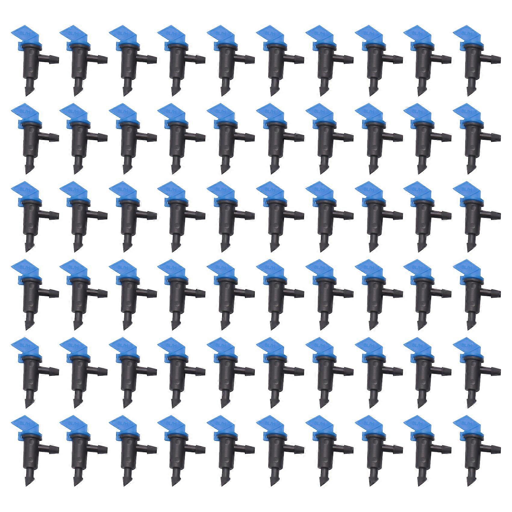 60 Pieces Irrigation Drip Emitter Garden Flag Irrigation Dripper, Trees and Shrubs (Blue Black,2GPH
