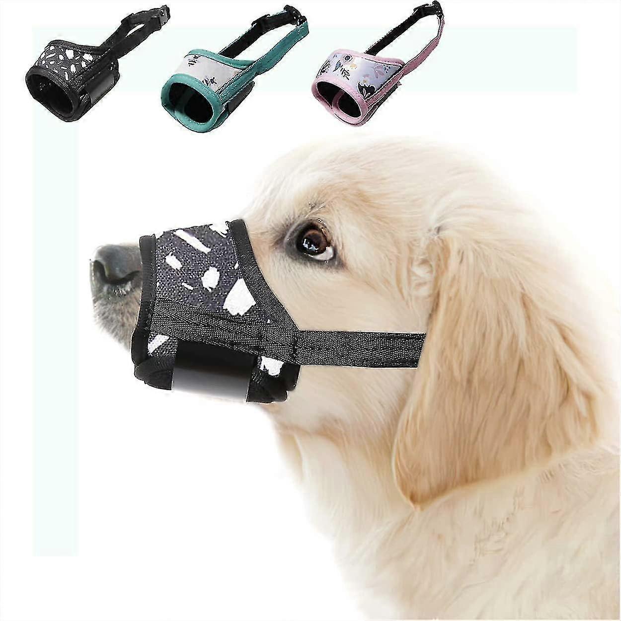 Breathable Mesh Printed Muzzle for Dogs - Prevent Biting, Barking, and Chewing - For Small, Medium