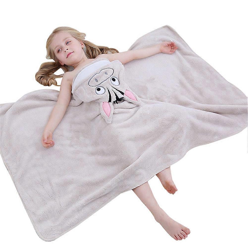 Soft Baby Hooded Bath Towel Square Flannel Cartoon Cap Children Water Absorption