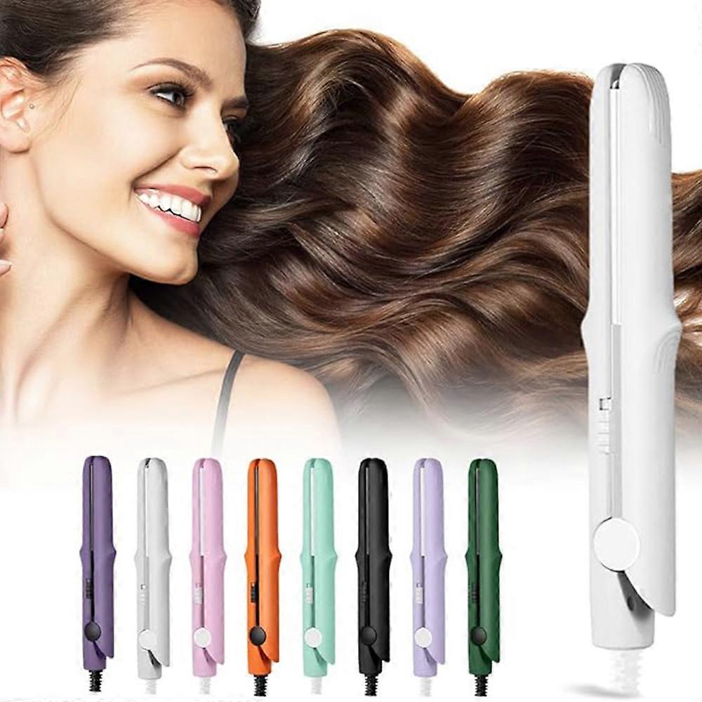 2-in-1 Mini Dual Purpose Curling Iron Anti-Scald Flat Iron Heating Curler for All Hair Types