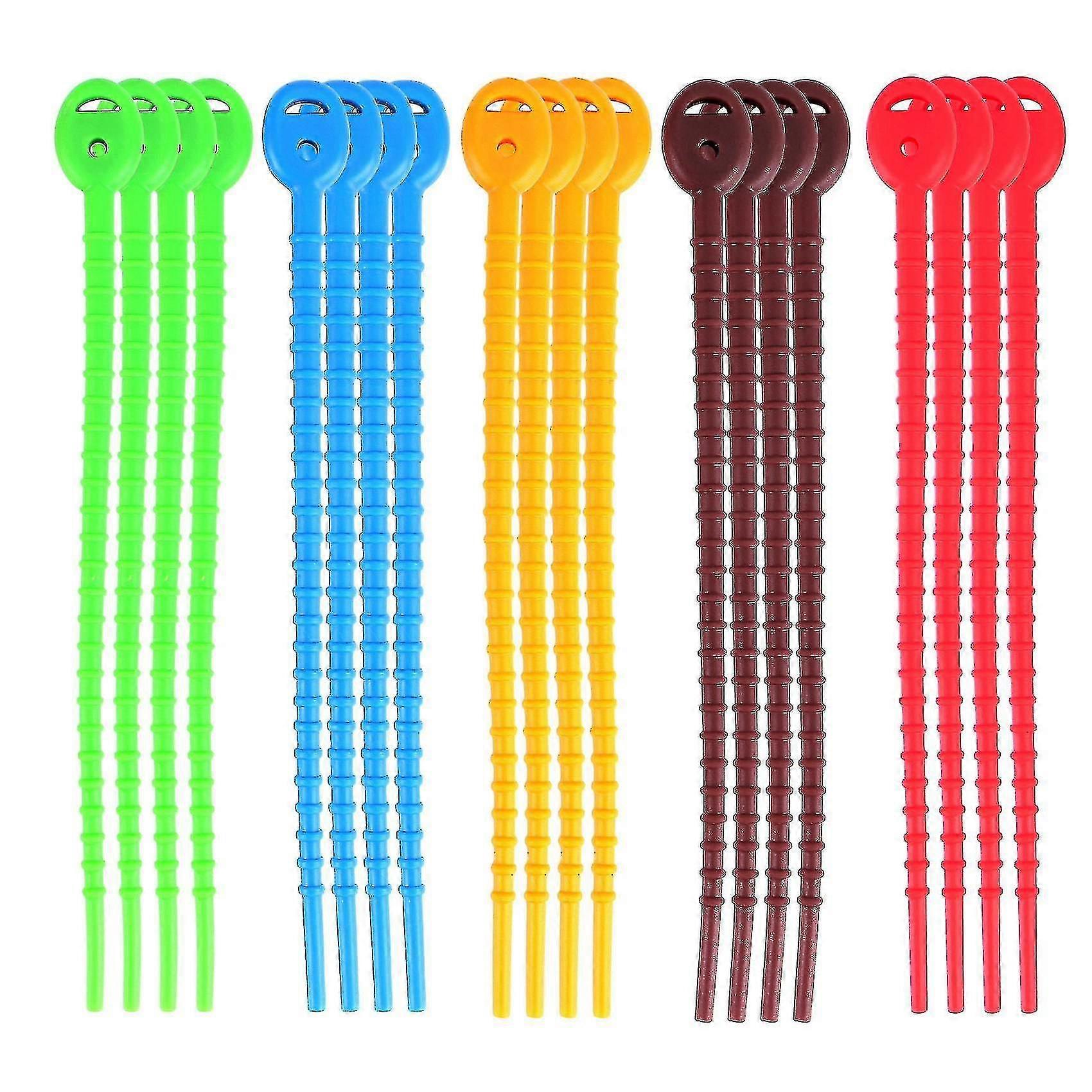 20 Pcs Silic Cable Ties,durable Zip Ties, Bag Clips, Cable Ss, Bread Ties, Rubber Twist
